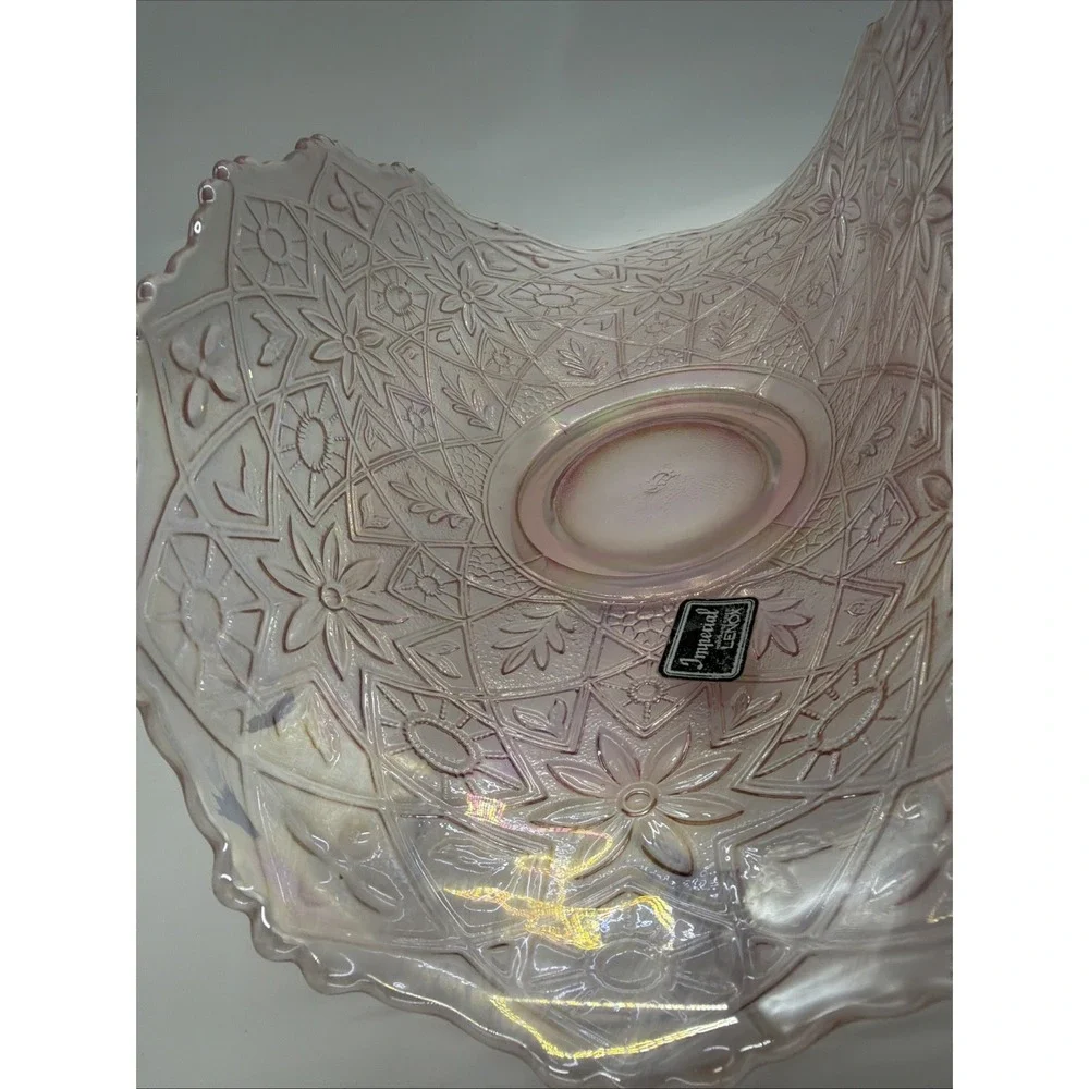 Lenox Imperial Glass Banana Boat,‎ Pink Iridescent Fruit Bowl, Hattie Pattern